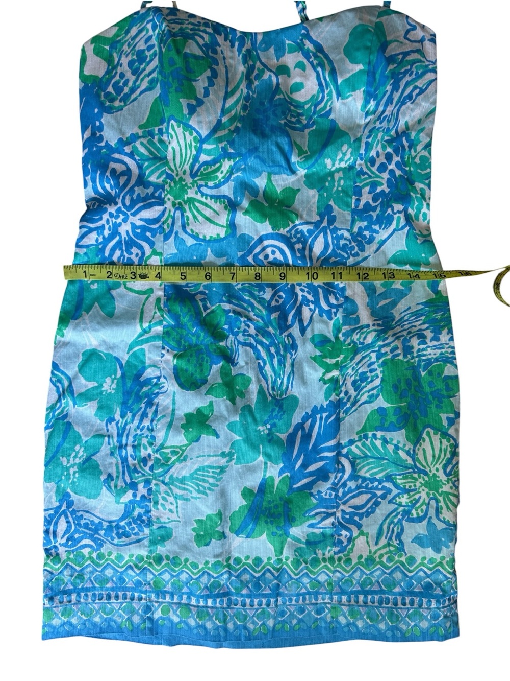 Lilly Pulitzer Stretch Shelli Mini Dress size 6, beautiful blue & green pattern - Picture 8 of 9